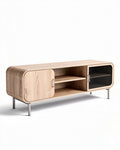TV-meubel van hout met glazen deur 120 x 40 x 50cm