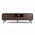 Teak houten tv-meubel met open vak en meerdere laden 150 x 40 x 50cm