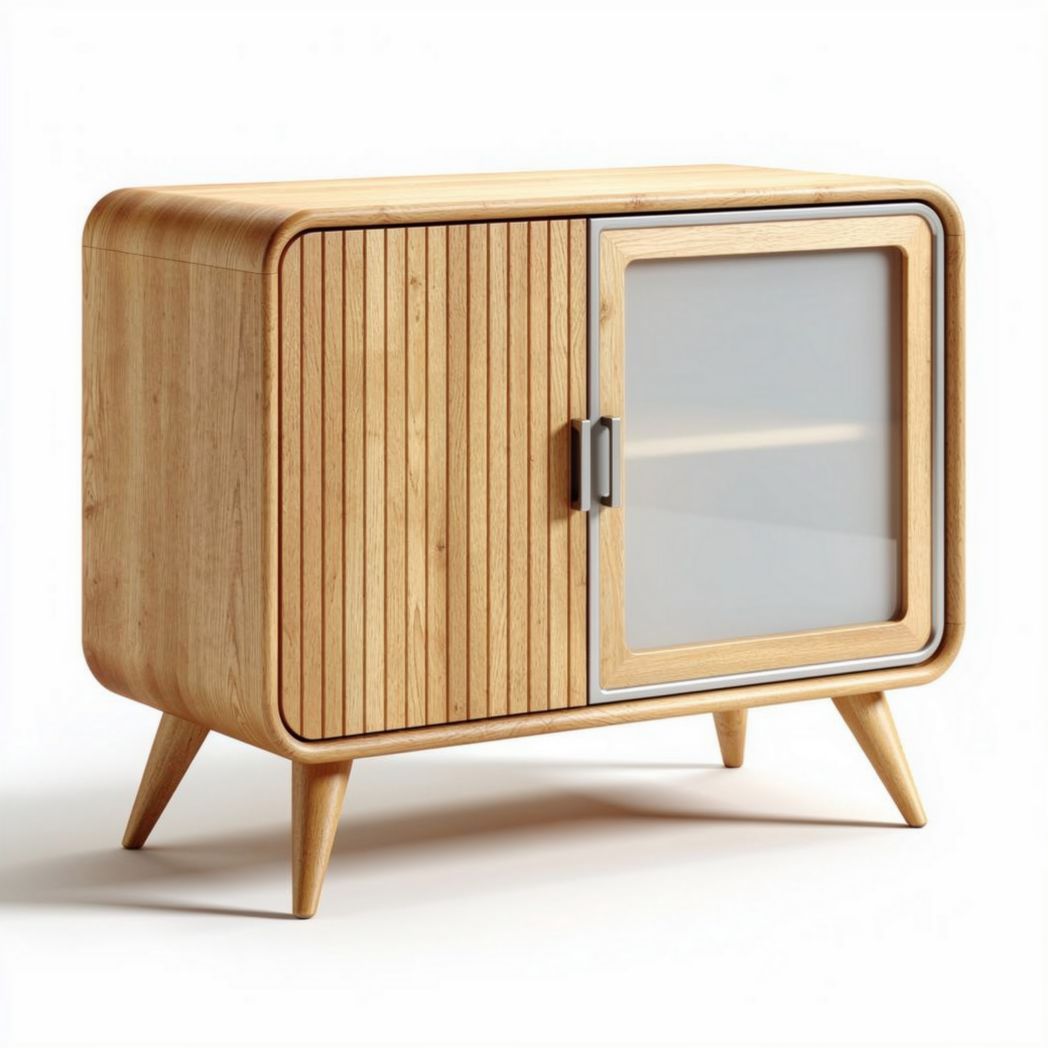 houten kast met glazen deur 80 x 40 x 70cm voor woonkamergebruik