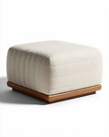 Houten voetsteun met textiele bekleding 60 x 60 x 40cm in beige