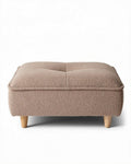 Houten poef in beige stof 80 x 80 x 40cm geschikt voor interieurdecoratie