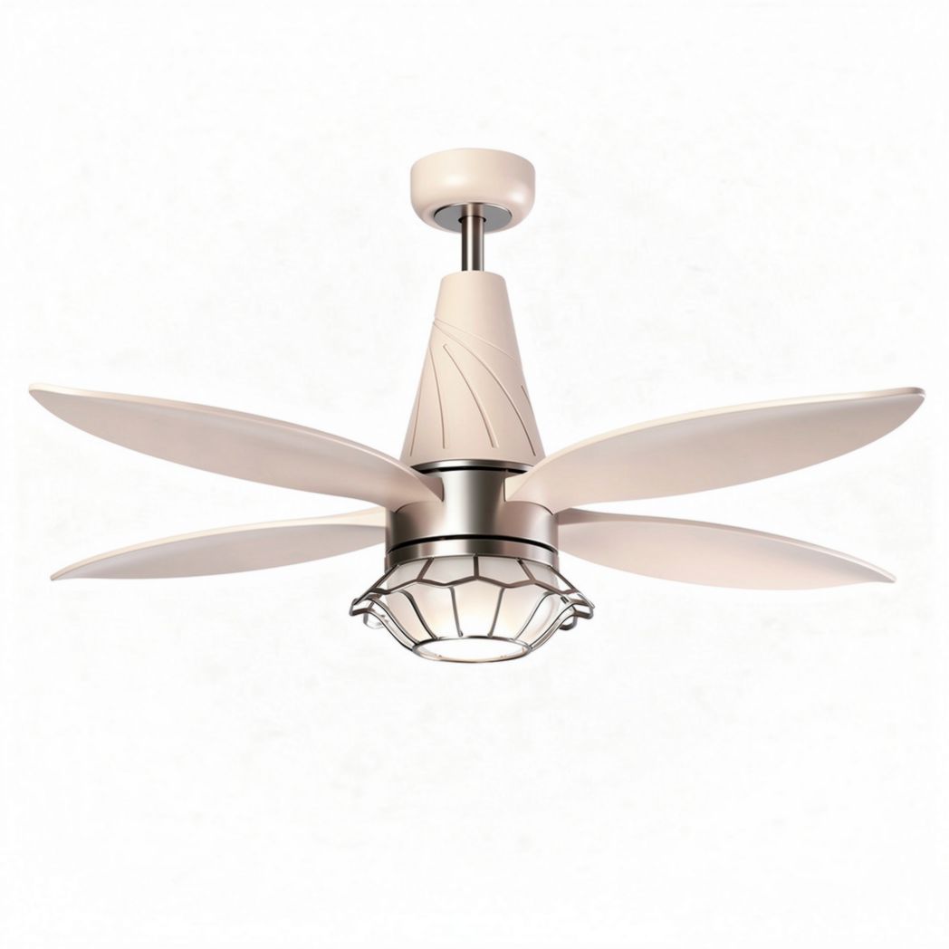 Vloerlamp met vijf bladen en verlichting in wit en staal 40 x 40 x 30cm
